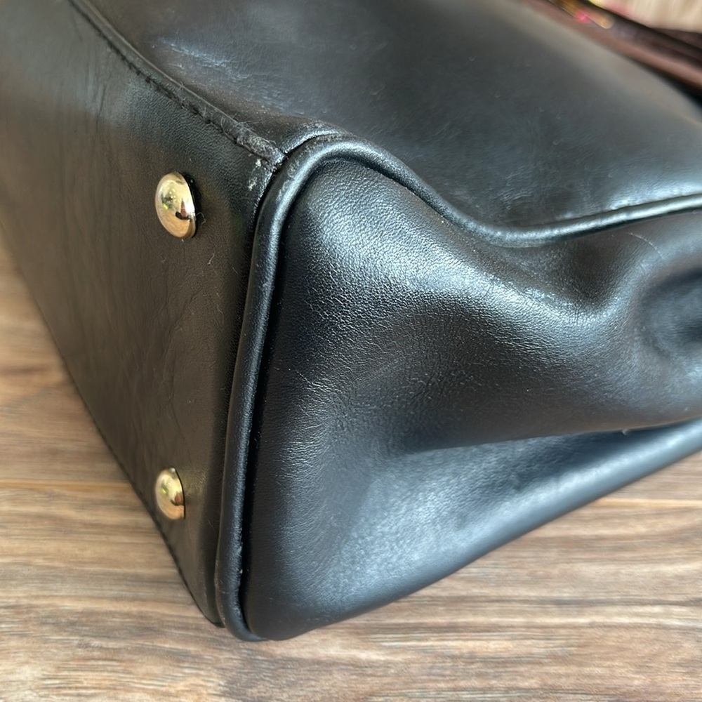 Pre-owned Classic Two-Tone Leather Top-Handle Bag - Brown & Black - Picture 12 of 12